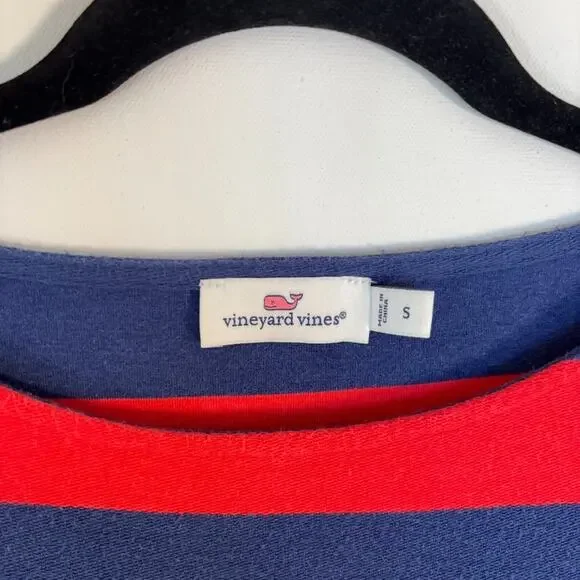 Vineyard Vines Red Blue Stripe Knit Shift Dress Women Small Nautical - Picture 3 of 12